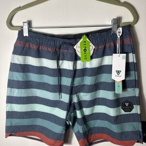 Vissla Striped Surf Board Shorts Medium NWT Beach Swim Trunks